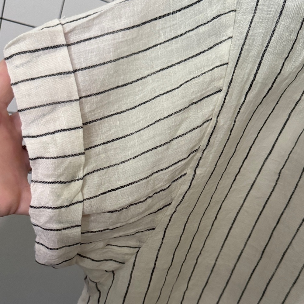 Vici White and Black Striped linen Shirt - Picture 3 of 8